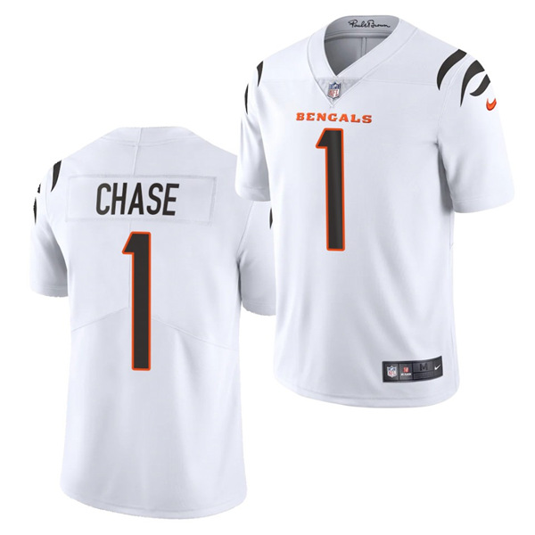 Men's Cincinnati Bengals #1 Ja'Marr Chase White NFL 2021 Draft Vapor Untouchable Limited Stitched Jersey